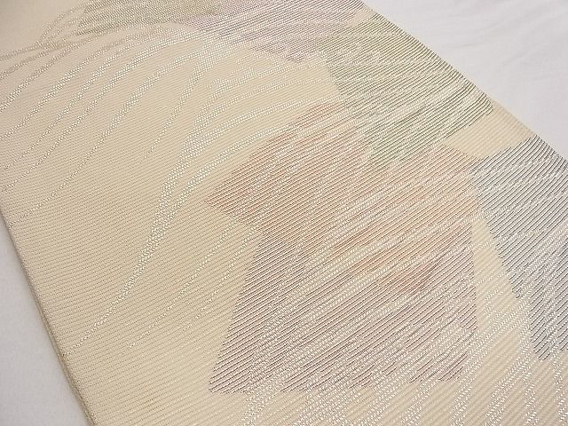 平和屋着物■夏物 六通柄袋帯 色紙重ね立波文 銀糸 正絹 逸品 B-ph6347