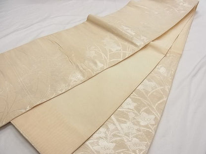 平和屋着物■夏物 六通柄袋帯 桔梗文 銀糸 正絹 逸品 B-ph6352