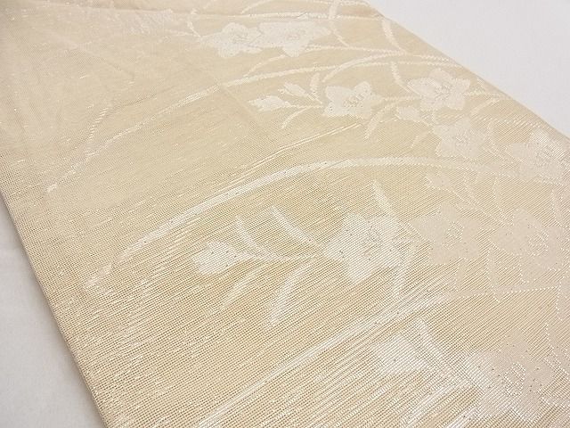 平和屋着物■夏物 六通柄袋帯 桔梗文 銀糸 正絹 逸品 B-ph6352