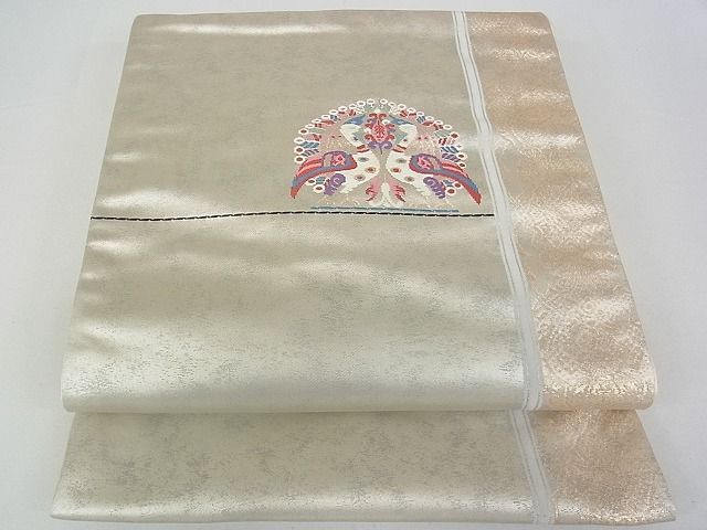 平和屋着物■六通柄袋帯 花鳥間道 金銀糸 逸品 bc0705