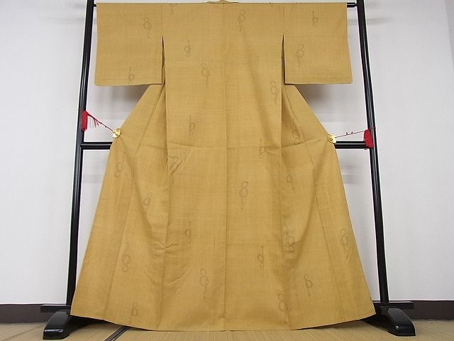 平和屋本店▽極上 本場結城紬 重要無形文化財 単衣 100亀甲 飛び亀甲柄 幾何学模様 鑑定書付き 着丈164cm 裄丈64cm 3kk2984