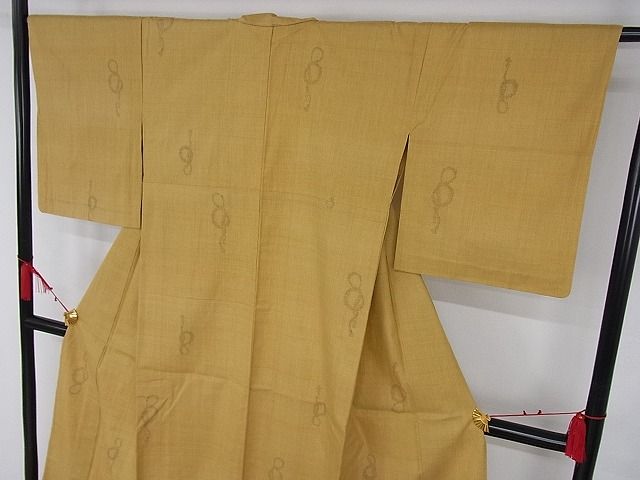 平和屋本店▽極上 本場結城紬 重要無形文化財 単衣 100亀甲 飛び亀甲柄 幾何学模様 鑑定書付き 着丈164cm 裄丈64cm 3kk2984