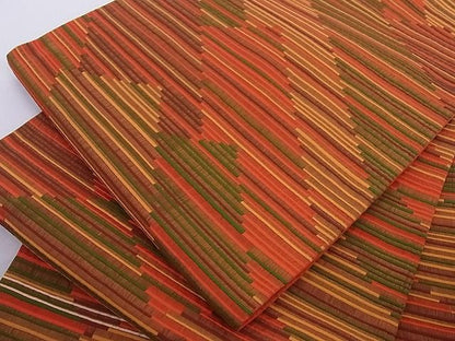 平和屋着物■六通柄袋帯 変わり縞 正絹 逸品 A-az5299