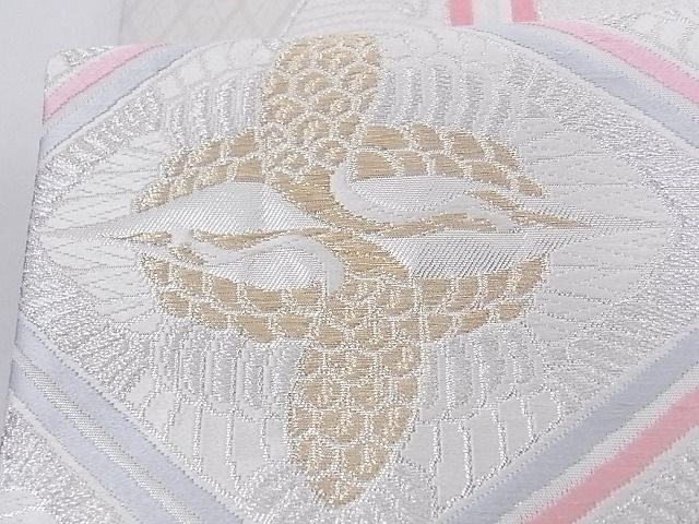 平和屋着物■六通柄袋帯 鶴 孔雀 金銀糸 正絹 逸品 A-az5339