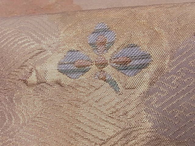 平和屋着物■六通柄袋帯 雲取り吉祥花文 引箔 正絹 逸品 A-az5397