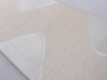 平和屋着物■六通柄袋帯 唐織 流水花鳥文 銀糸 正絹 逸品 A-az5937