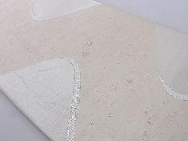 平和屋着物■六通柄袋帯 唐織 流水花鳥文 銀糸 正絹 逸品 A-az5937