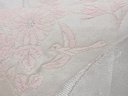 平和屋着物■六通柄袋帯 唐織 流水花鳥文 銀糸 正絹 逸品 A-az5937
