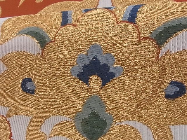 平和屋着物■六通柄袋帯 花唐草文 金糸 正絹 逸品 A-az6106