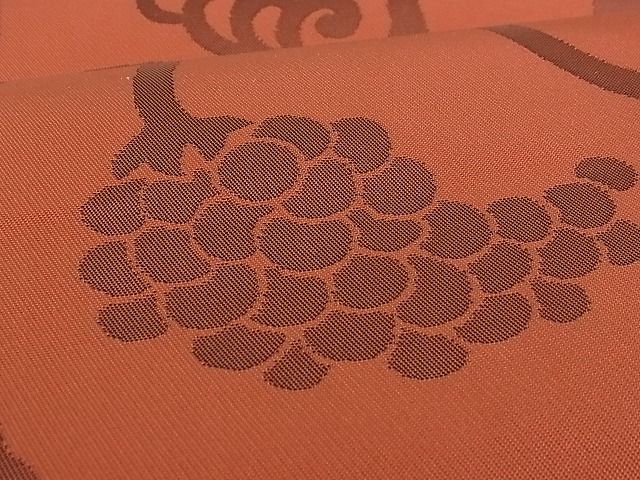 平和屋着物■六通柄 本袋帯 葡萄蔦の葉文 正絹 逸品 A-gk015