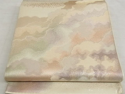 平和屋着物■六通柄袋帯 霞文 引箔 正絹 逸品 A-gk049