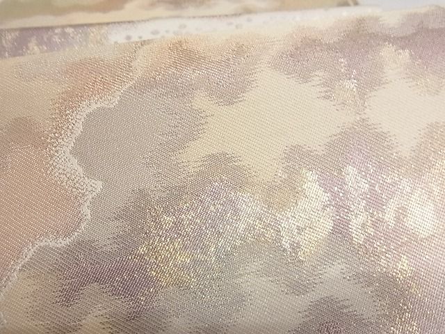 平和屋着物■六通柄袋帯 霞文 引箔 正絹 逸品 A-gk049