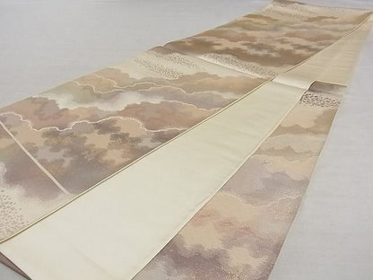 平和屋着物■六通柄袋帯 霞文 引箔 正絹 逸品 A-gk049