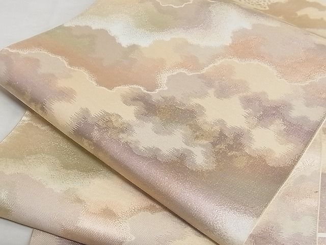 平和屋着物■六通柄袋帯 霞文 引箔 正絹 逸品 A-gk049