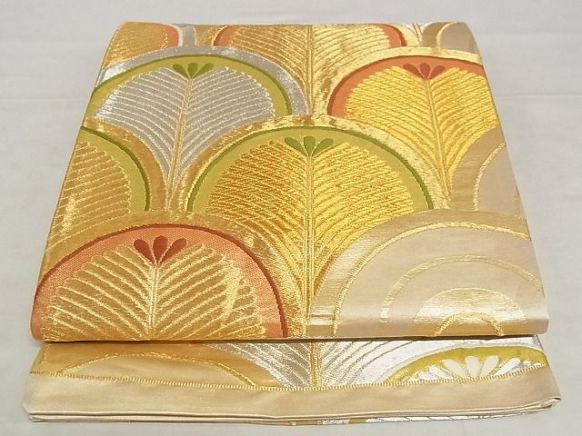 平和屋着物■西陣　六通柄袋帯　松葉青海波　金銀糸　正絹　逸品　A-pf4925