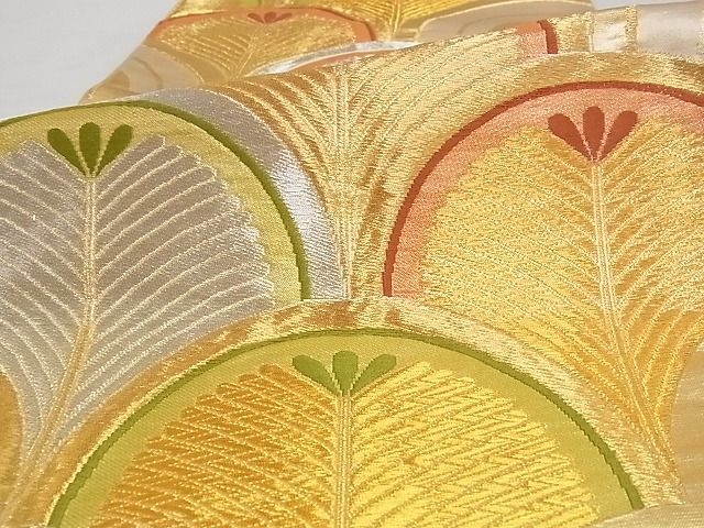 平和屋着物■西陣　六通柄袋帯　松葉青海波　金銀糸　正絹　逸品　A-pf4925