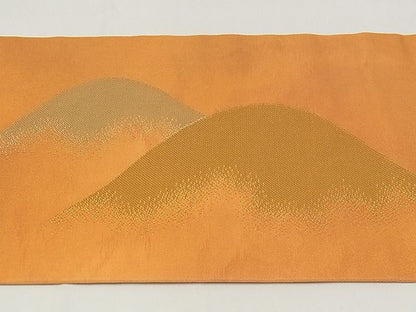 平和屋着物■九寸名古屋帯　遠山風景文　金銀糸　正絹　逸品　A-pf4968
