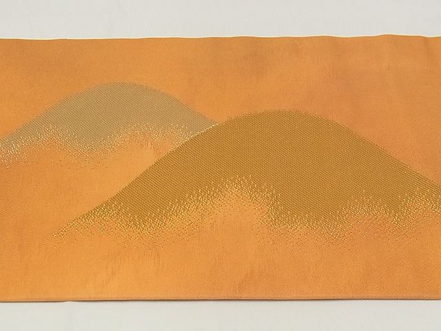平和屋着物■九寸名古屋帯　遠山風景文　金銀糸　正絹　逸品　A-pf4968