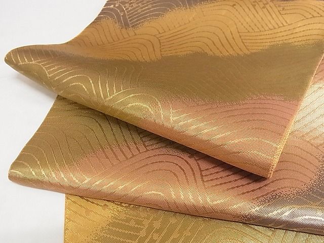 【正絹】佐賀錦  両面  フォーマル  袋帯  金糸  全通帯 平和屋着物◎佐賀錦 六通柄袋帯 地紙御所車花文 金糸