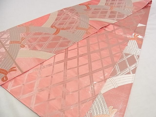 平和屋着物■六通柄袋帯 唐織 華小袖 銀糸 三越扱い 正絹 逸品 A-pf5147