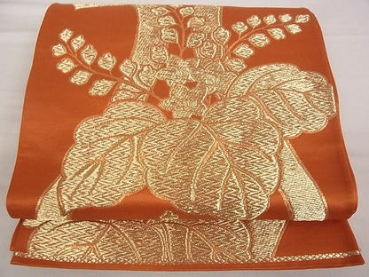 平和屋着物■六通柄袋帯 桐 金糸 正絹 逸品 A-ta6813