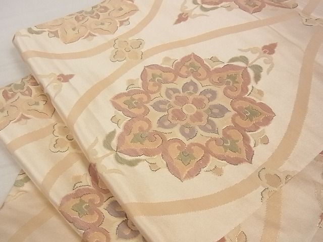 平和屋着物■六通柄袋帯 立涌花文 金糸 正絹 逸品 A-ta6820