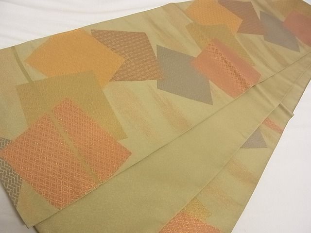 平和屋着物■六通柄 本袋帯 草木染 色紙重ね吉祥文 正絹 逸品 A-ta6919