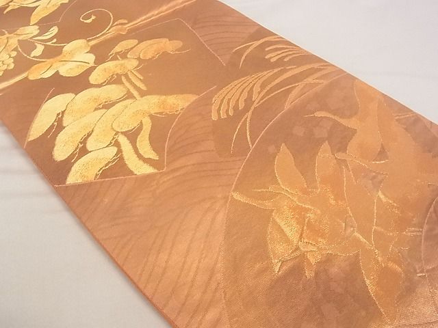 平和屋着物■六通柄袋帯 地紙 鶴 松 葡萄 正絹 逸品 A-ta6920