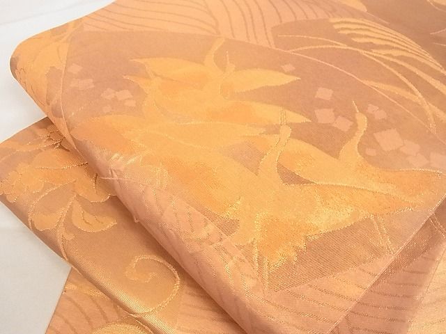 平和屋着物■六通柄袋帯 地紙 鶴 松 葡萄 正絹 逸品 A-ta6920
