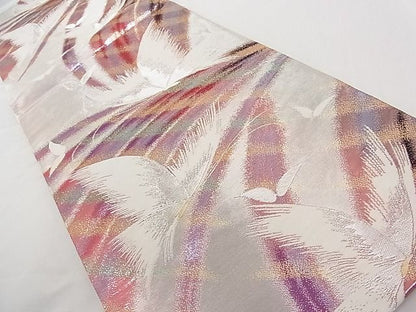 平和屋着物■六通柄袋帯 舞鳥文 金銀糸 正絹 逸品 A-tn2829