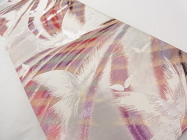 平和屋着物■六通柄袋帯 舞鳥文 金銀糸 正絹 逸品 A-tn2829