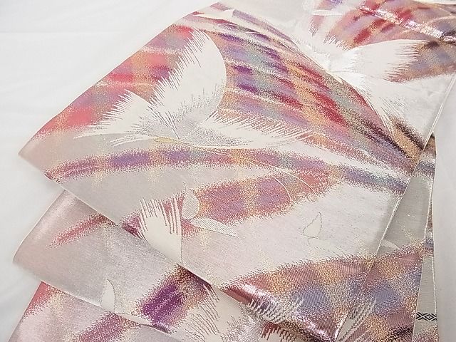 平和屋着物■六通柄袋帯 舞鳥文 金銀糸 正絹 逸品 A-tn2829