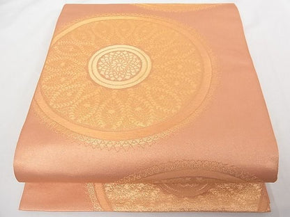 平和屋着物■六通柄 本袋帯 花丸文 金糸 正絹 逸品 A-tn2912