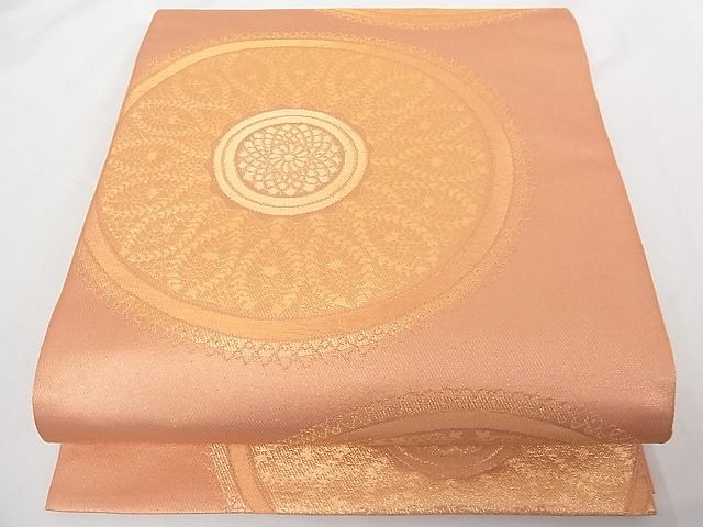 平和屋着物■六通柄 本袋帯 花丸文 金糸 正絹 逸品 A-tn2912