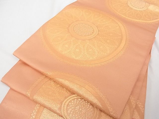 平和屋着物■六通柄 本袋帯 花丸文 金糸 正絹 逸品 A-tn2912