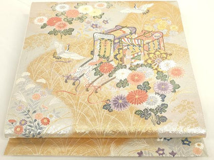 平和屋着物◎六通柄袋帯　唐織　流水優雅文　金銀糸　正絹　逸品　AAAD0385ru