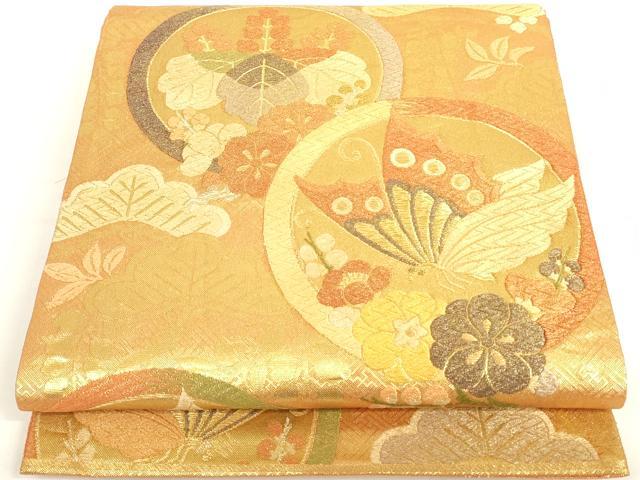 平和屋着物◎佐賀錦 六通柄袋帯 花蝶文 金銀糸 正絹 逸品 AAAD0405ru