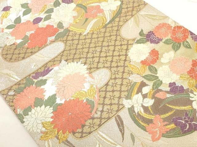 平和屋着物◎六通柄袋帯 唐織 花丸文 金銀糸 正絹 逸品 AAAD0406ru