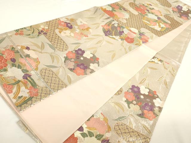 平和屋着物◎六通柄袋帯 唐織 花丸文 金銀糸 正絹 逸品 AAAD0406ru