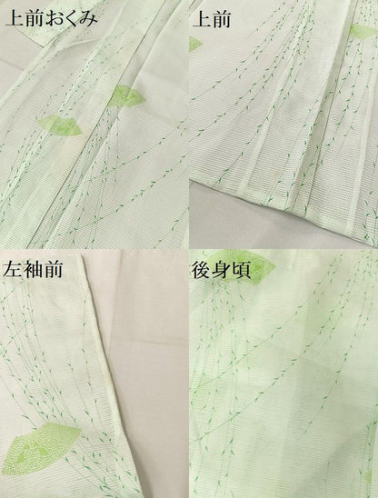 平和屋着物■夏物　小紋　絽　舞扇文　洗える着物　AAAH6922Bph