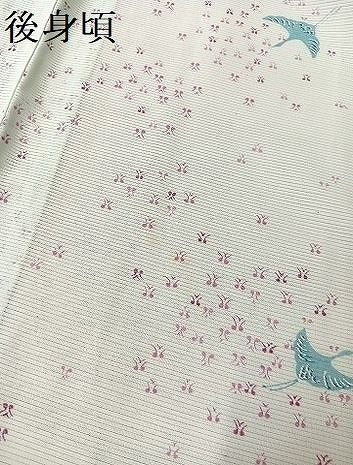 平和屋着物■夏物　小紋　絽　飛鶴文　洗える着物　AAAJ0660Bph