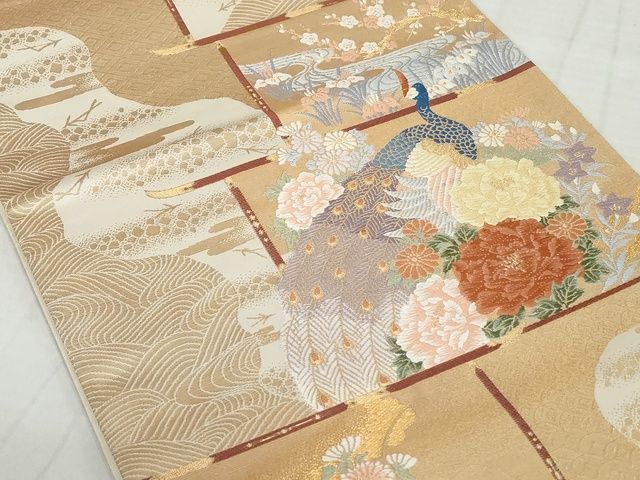 【18％OFF】 花鳥文 唐織 平和屋着物◎六通柄袋帯 金糸 AAAJ8235Bgw 逸品 正絹 着物・浴衣