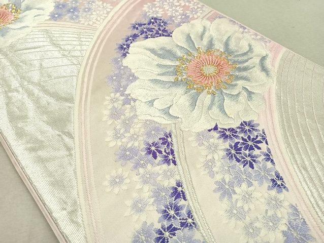 平和屋着物◎銀つづれ 六通柄袋帯 唐織 大牡丹文 金銀糸 正絹 逸品 AAAK7480Bcy