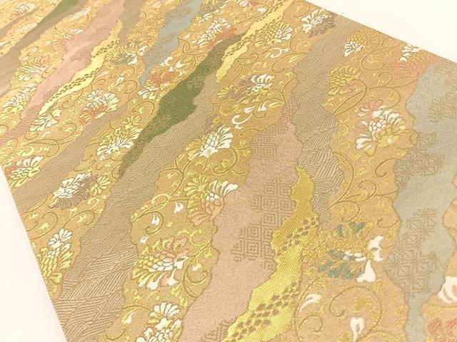 平和屋着物◎六通柄袋帯 道長花唐草 金糸 正絹 逸品 AAAK7686wt