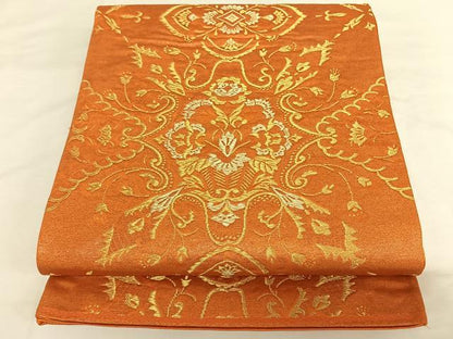 平和屋着物◎六通柄袋帯 飾花舞蝶文 金糸 正絹 逸品 AAAK7701wt