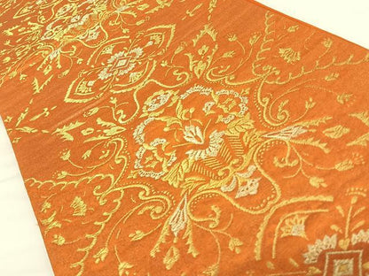 平和屋着物◎六通柄袋帯 飾花舞蝶文 金糸 正絹 逸品 AAAK7701wt
