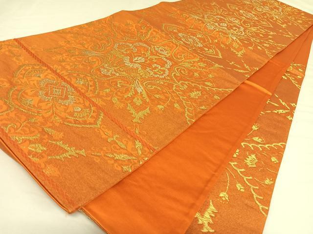 平和屋着物◎六通柄袋帯 飾花舞蝶文 金糸 正絹 逸品 AAAK7701wt