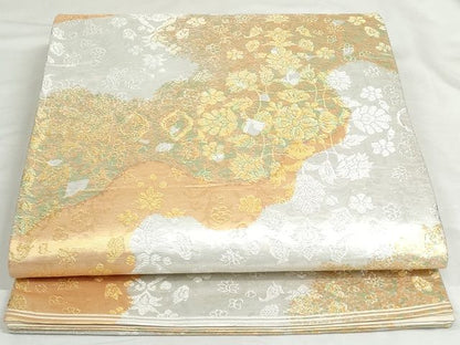 平和屋着物◎六通柄袋帯 正倉院花文 金銀糸 正絹 逸品 AAAK8312Bgw