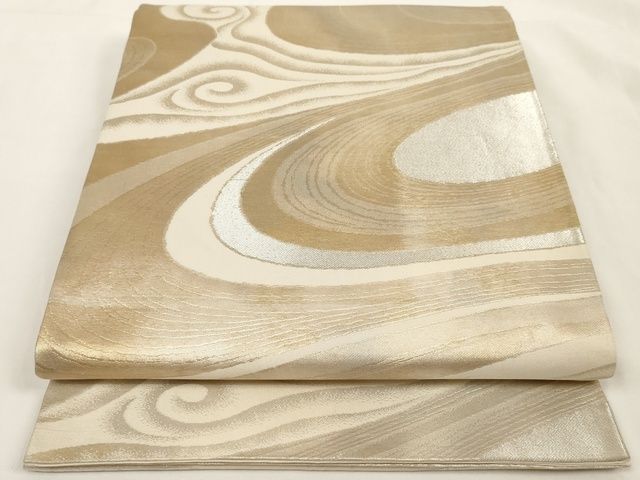 平和屋着物◎六通柄袋帯 流水文 金銀糸 正絹 逸品 AAAK8998Bey