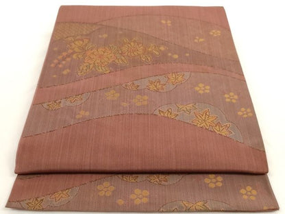 平和屋着物◎六通柄本袋帯 草花文 大島好み 正絹 逸品 AAAK9024Bey
